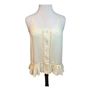 | seneca rising | Free People Cream Ruffle Button Up Tank SM